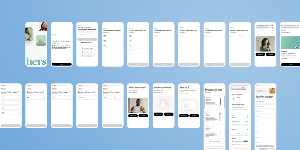 The full rebranded Hers consultation flow for Canada