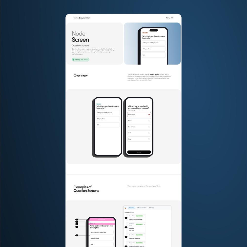 Training docs for the Question Screen node