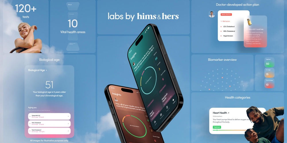 Labs by Hims & Hers app screens showing biomarker results